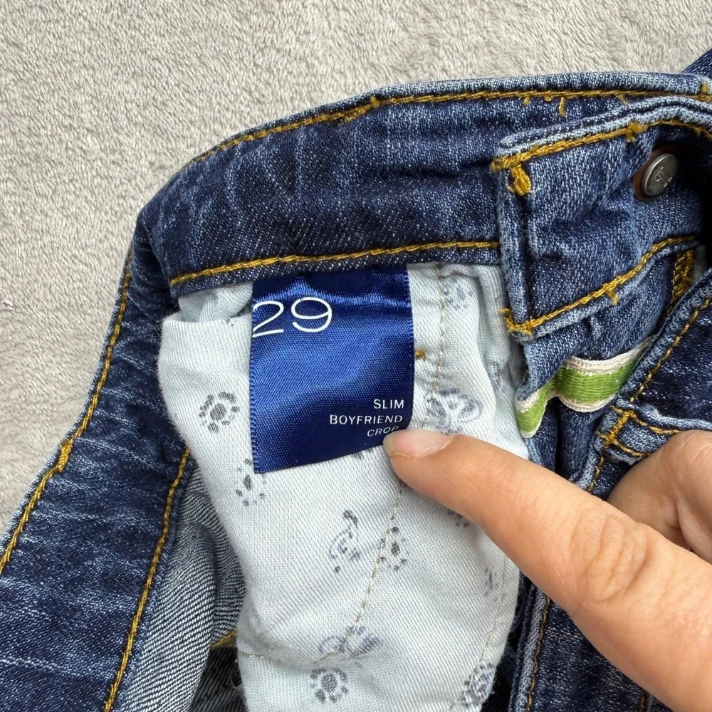 Pilcro‎ Slim Boyfriend Crop Jeans Women's 29 Blue Distressed Denim Anthropologie